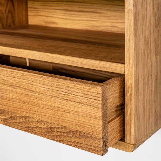 kelluva yöpöytä, floating nightstand, wooden nightstand, oak nightstand, wooden bedside table