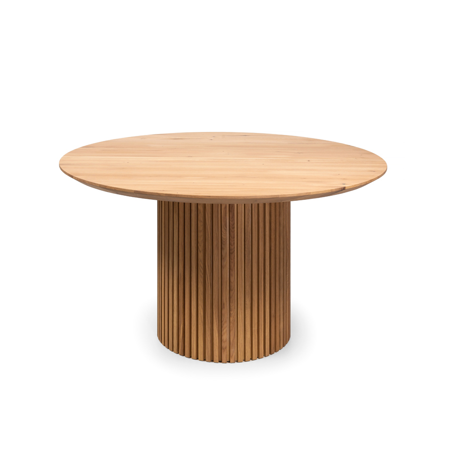 Woodek Esstisch OSLO aus massiver Eiche, runder Design-Esstisch mit Mittelfuß – Bild 5