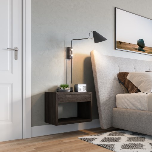 cubic, wooden cubic, wooden nightstand, floating nightstand, bedside table