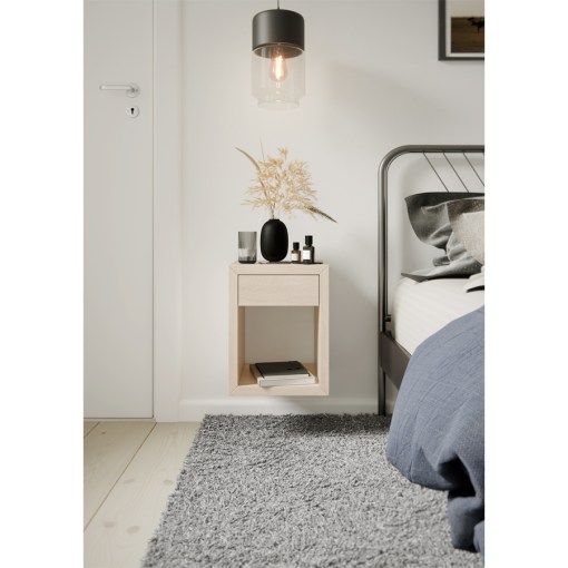 cubic, wooden cubic, wooden nightstand, floating nightstand, bedside table