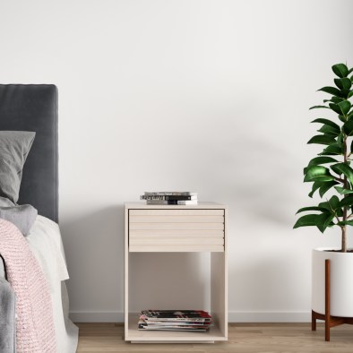 Nachttisch EMMA mit Schublade, weiße Birke