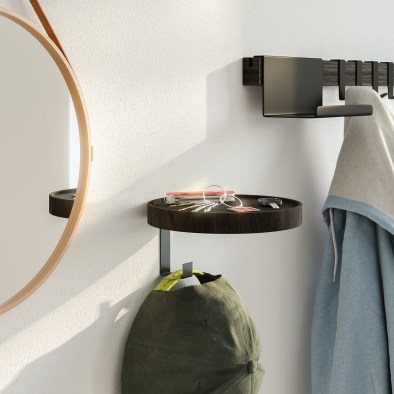 Garderobenständer WOODY mit einem Haken, schwarz