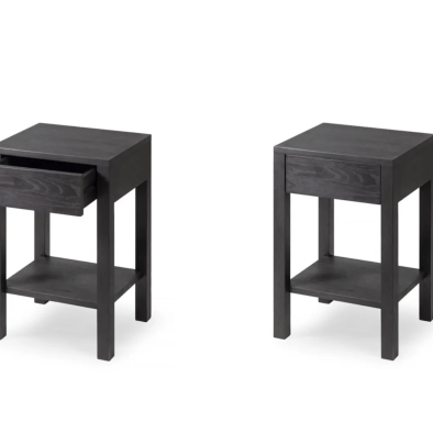 Nachttisch 2er Set, TOMMY Schwarzer Nachttisch mit Schublade