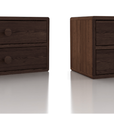 Nachttisch 2er Set, Farmhouse HOPE Nachttisch mit zwei Schubladen, braun