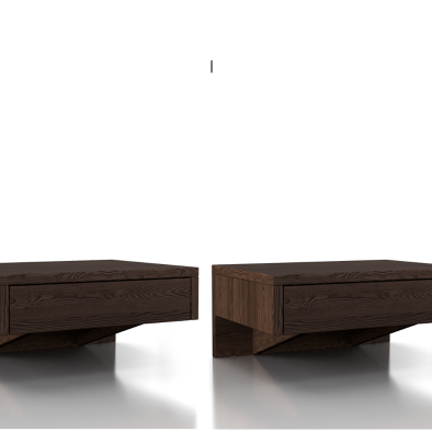 Nachttisch 2er Set, Wandschublade BO, braun