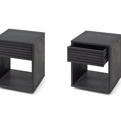 Nachttisch 2er Set, Schwarzer Nachttisch mit einer Schublade, EMMA