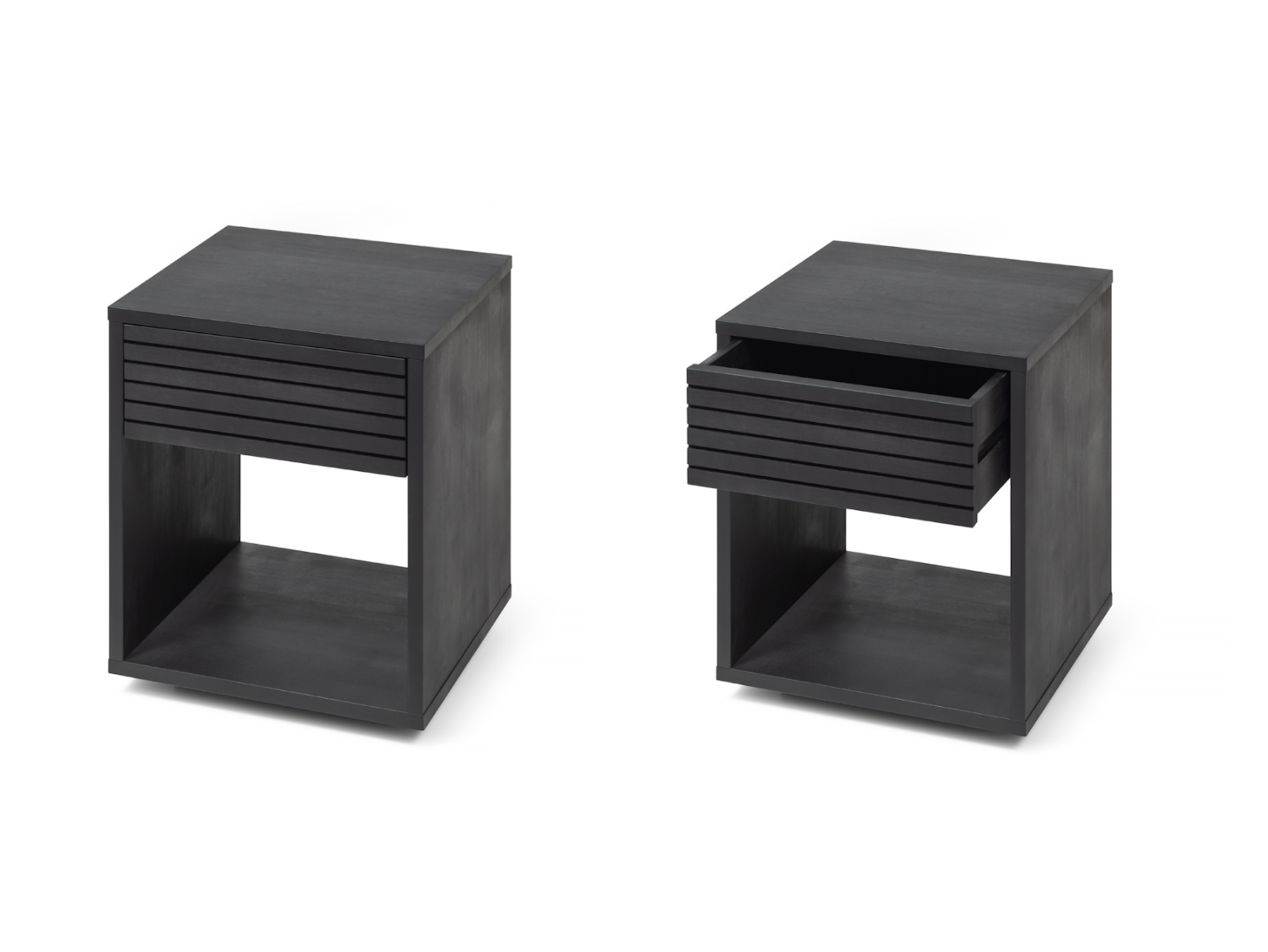 Nachttisch 2er Set, Schwarzer Nachttisch mit einer Schublade, EMMA