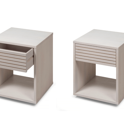Nachttisch 2er Set, Weißer Nachttisch mit Schublade, EMMA