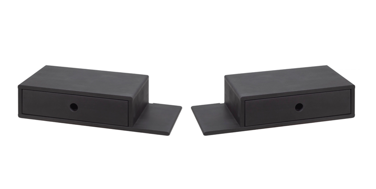 Nachttisch 2er Set, Farmhouse Nachttisch mit seitlichen Ablagen, Schwarz