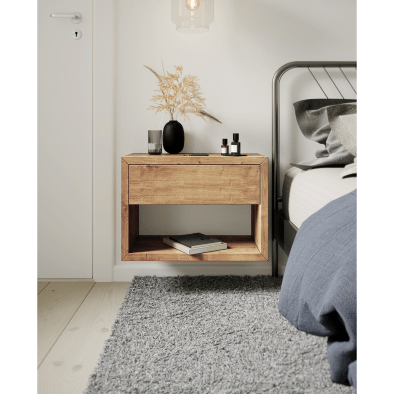 Hugo Wand-Nachttisch breit aus massiver Eiche | Woodek Design