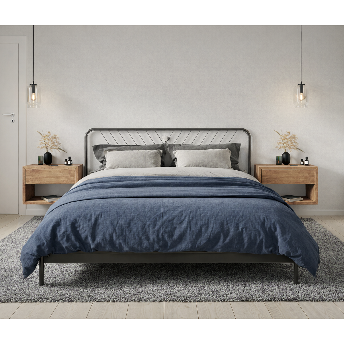 Hugo Wand-Nachttisch breit – 2er-Set aus massiver Eiche, matt lackiert | Woodek Design