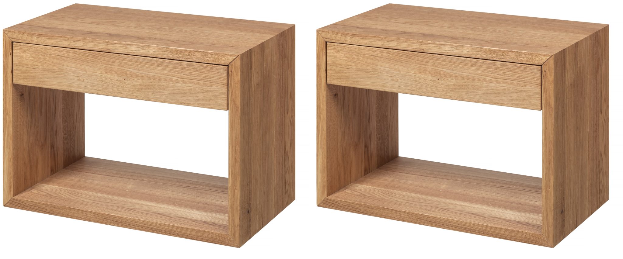 Hugo Wand-Nachttisch breit – 2er-Set aus massiver Eiche, matt lackiert | Woodek Design
