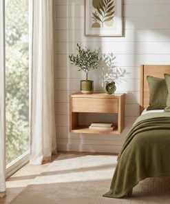 Hugo Wand-Nachttisch breit aus massiver Eiche | Woodek Design