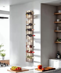 Wandmontiertes Weinregal aus massivem Buchenholz für 9 Flaschen, Weiß