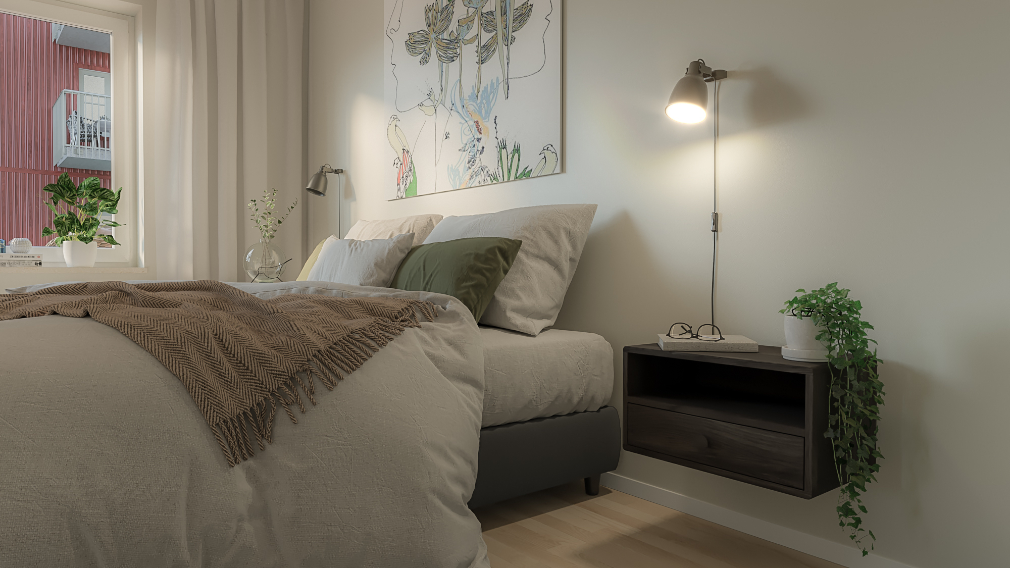 Nachttisch HOPE Schwebender Nachttisch, braun