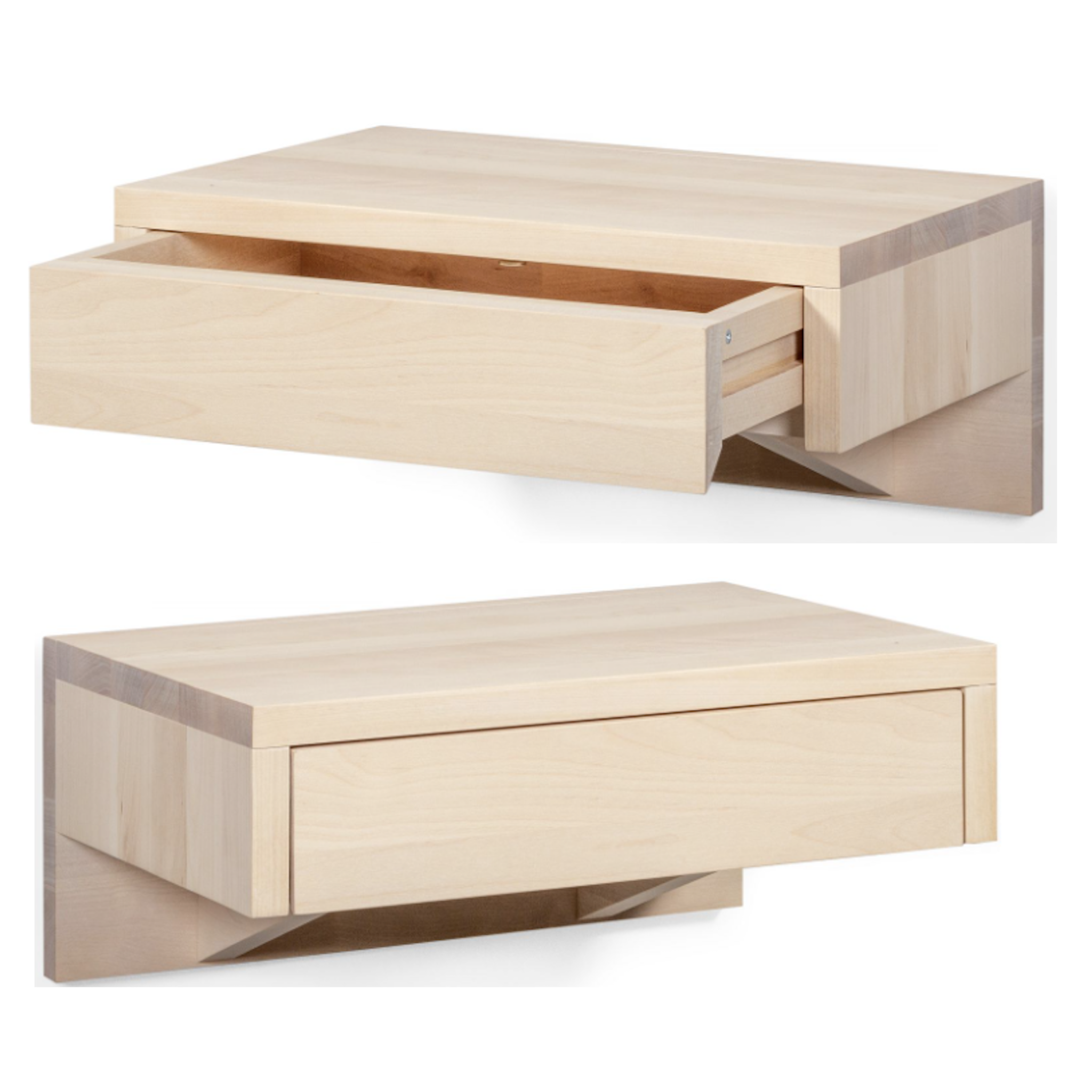 Nachttisch 2er Set, Weiße Wandschublade BO