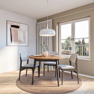 Eiche Esstisch Bo 108 cm ausziehbar + schwarz