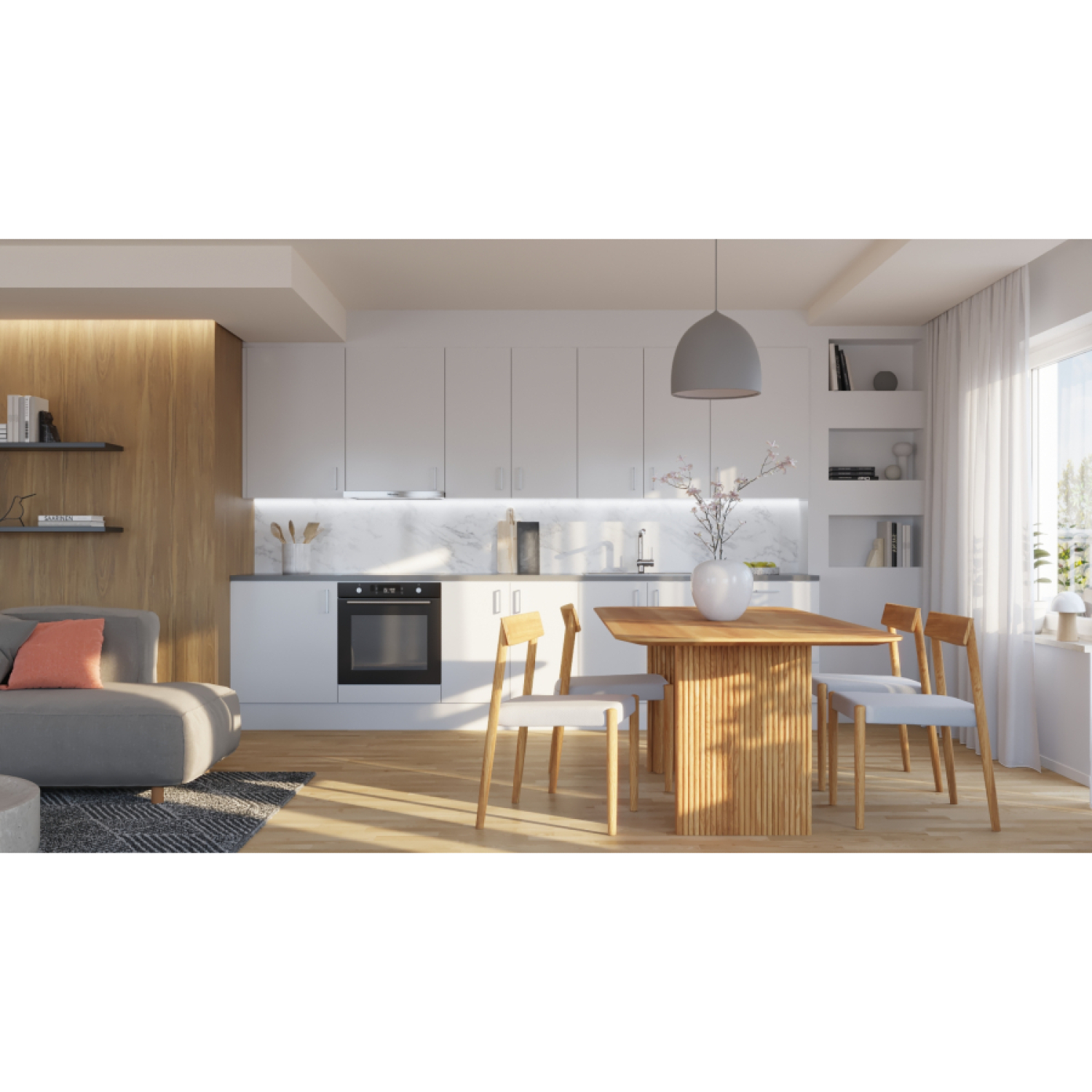 Woodek Esstisch TOMMY aus massiver Eiche, Design-Esstisch mit gerippten Holzbeinen – Bild 2