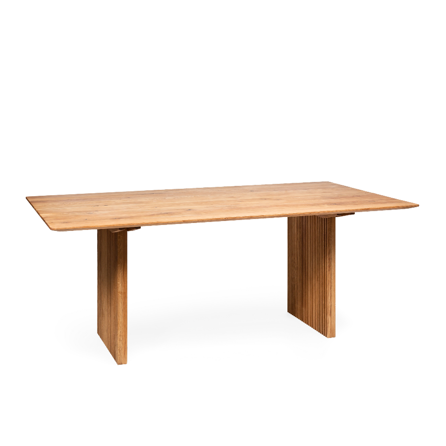 Woodek Esstisch TOMMY aus massiver Eiche, Design-Esstisch mit gerippten Holzbeinen – Bild 12