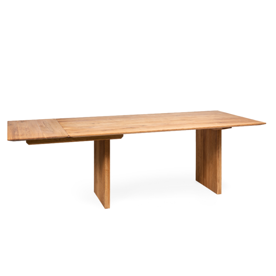 Woodek Esstisch TOMMY aus massiver Eiche, Design-Esstisch mit gerippten Holzbeinen – Bild 14