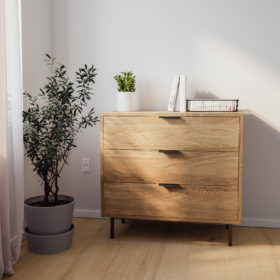 Kommode Bergen aus Eiche, 3 Schubladen | Woodek Design