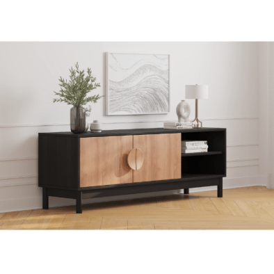 Eichen-TV-Ständer Celine 150 cm Eiche + Schwarz