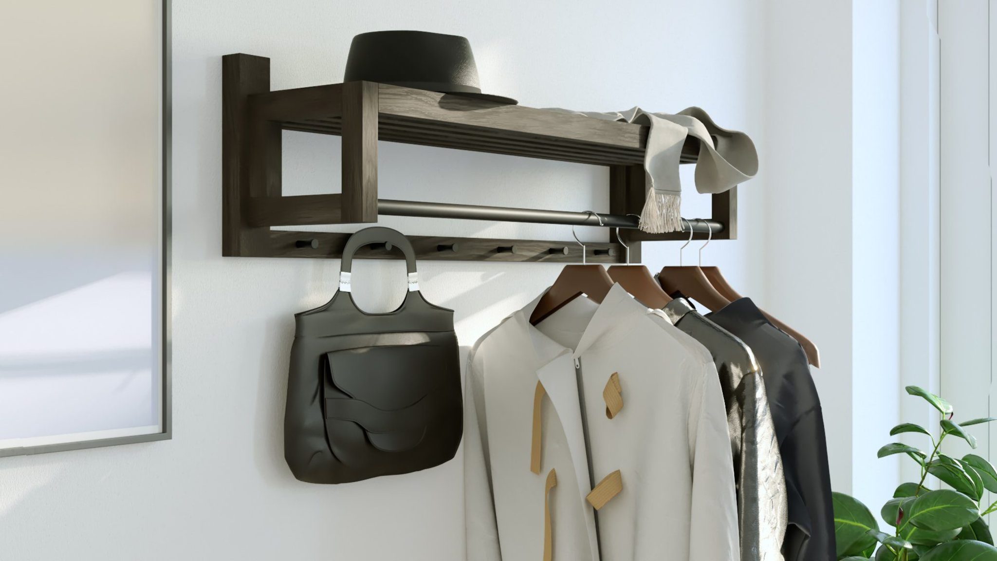 wooden coat rack