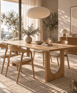 Woodek Esstisch THEO aus massiver Eiche, Design-Esstisch mit U-förmigen Holzbeinen