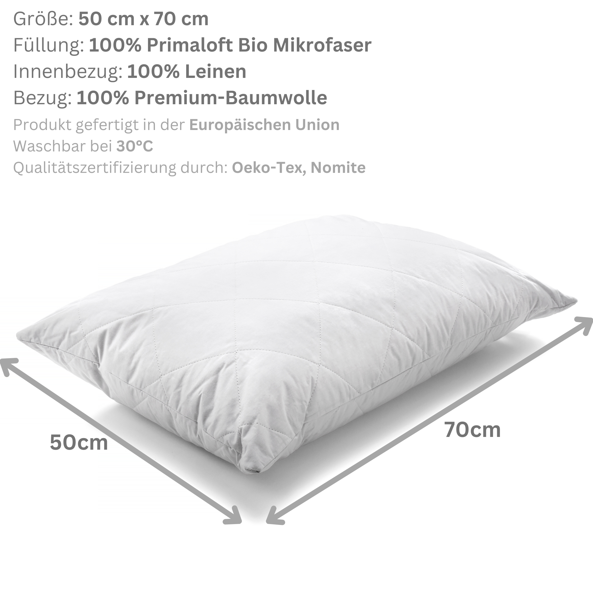 Woodek Luxus Cold Feel Leinenkissen mit abnehmbarem Reißverschlussbezug – Bild 5