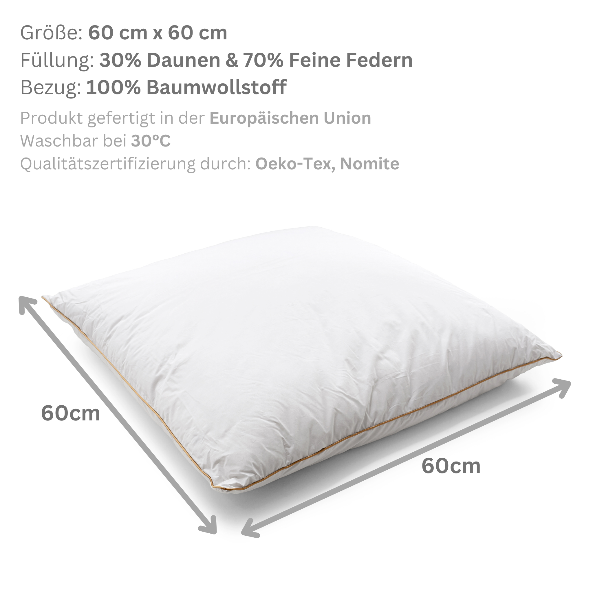 Luxuriöses Daunenkissen – Premium-Baumwollstoff für ultimativen Komfort – Bild 7