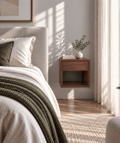 Nachttisch Hugo Cubic 39 aus massiver Walnuss, matt lackiert | Woodek Design