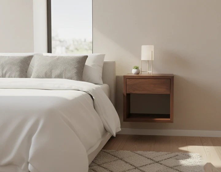 Nachttisch Hugo Cubic 39 aus massiver Walnuss, matt lackiert | Woodek Design