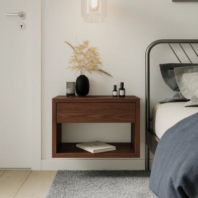 Wand‑Nachttisch/Regal Hugo aus Nussbaum mit Schublade | Woodek Design