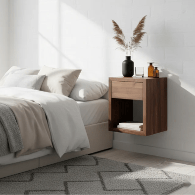 Nachttisch Hugo Cubic 30 aus massiver Walnuss, matt lackiert | Woodek Design