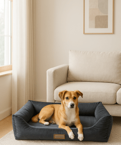 Milo Hundebett Ergonomisch für mittelgroße Hunde – Grau | Woodek Design