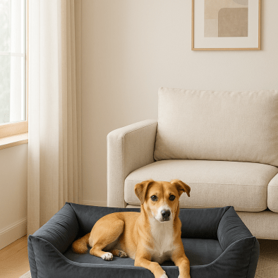 Milo Hundebett Ergonomisch für mittelgroße Hunde – Grau | Woodek Design