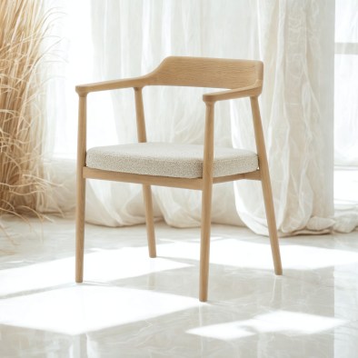 Bergen Esszimmerstuhl – skandinavische Harmonie aus Eiche und Cloud Beige | Woodek Design