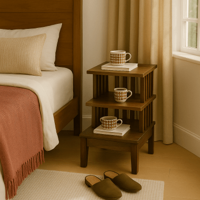 Nachttisch Celine aus massiver Walnuss, matt lackiert, minimalistisches Design | Woodek Design