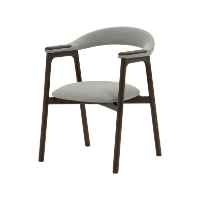 Franz Esszimmerstuhl aus massiver Eiche, Espresso-Finish & Vico-Stoff grau | Woodek Design