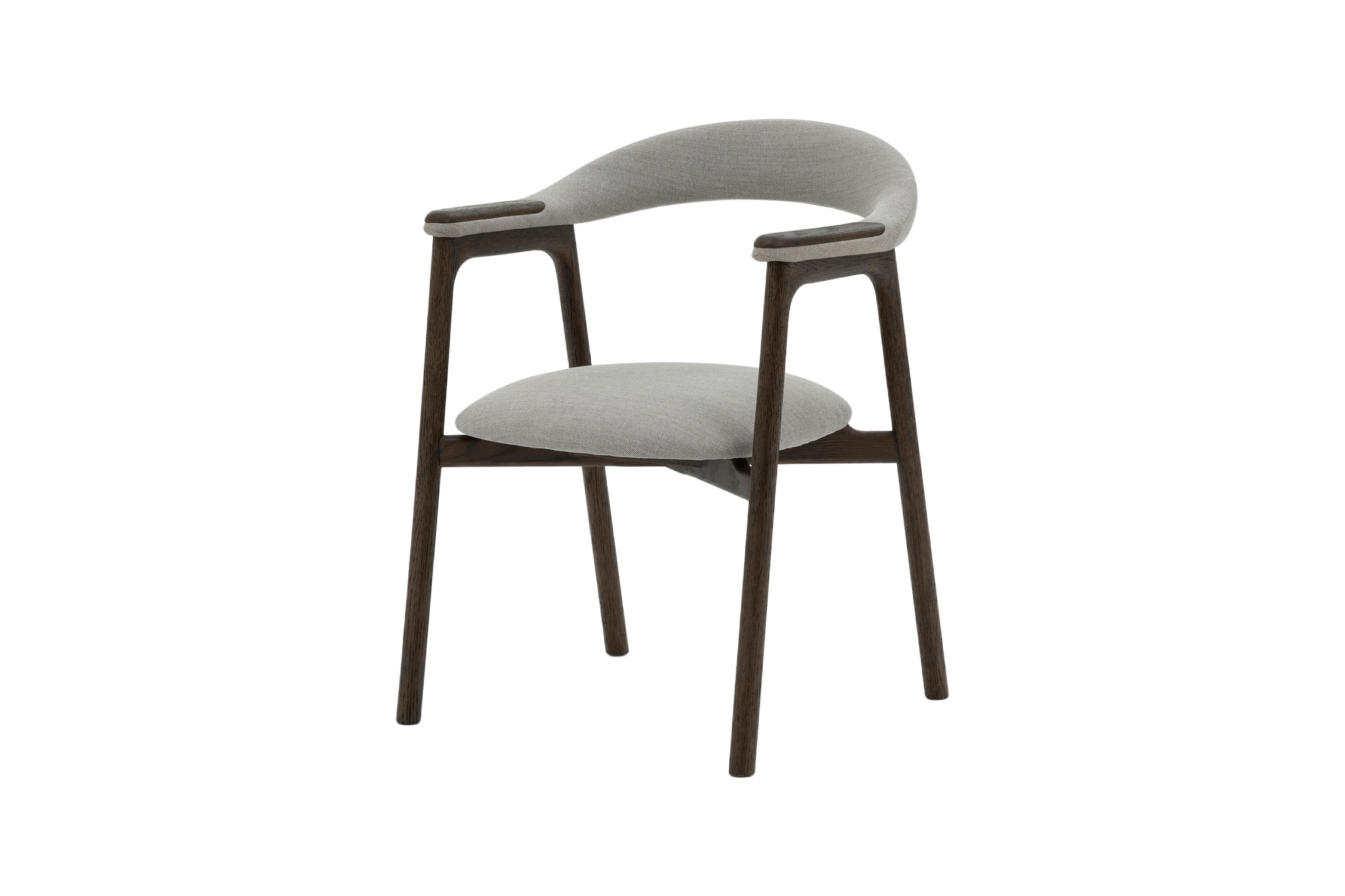 Franz Esszimmerstuhl aus massiver Eiche, Espresso-Finish & Vico-Stoff grau | Woodek Design