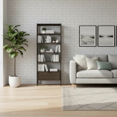 Franz Bücherregal aus Eiche (Massivholz & Furnier), Espresso-Lack | Woodek Design