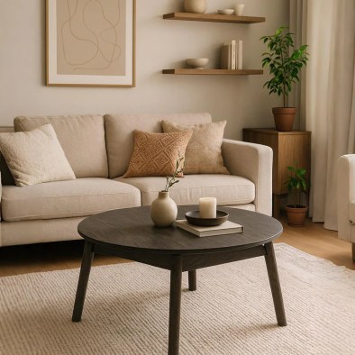 CELESTE Runder Couchtisch Eiche Espresso 80 cm | Woodek Design