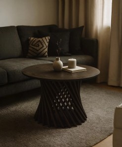 Couchtisch Emma D80 Espresso aus massiver Eiche | Woodek Design