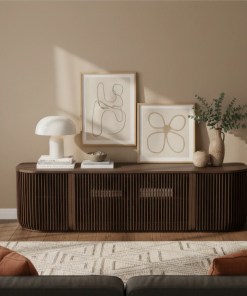 Franz Kommode mit Lamellentüren aus Eiche (Massivholz & Furnier), Espresso-Lack | Woodek Design