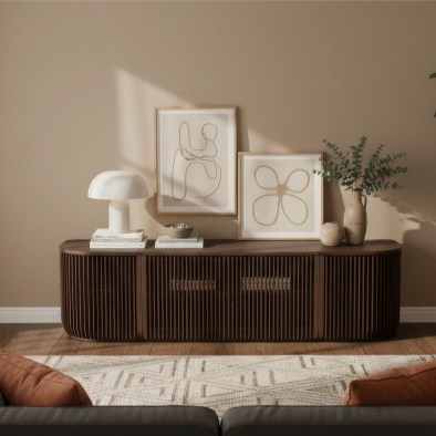 Franz Kommode mit Lamellentüren aus Eiche (Massivholz & Furnier), Espresso-Lack | Woodek Design