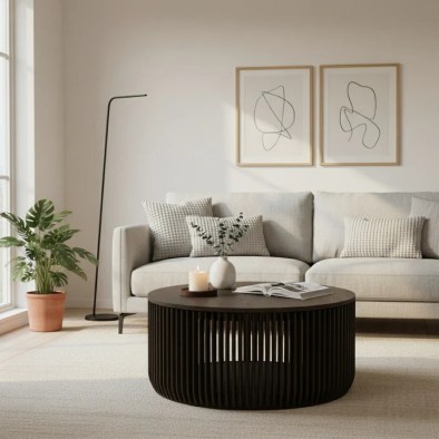 Franz Couchtisch aus Eiche (Massivholz & Furnier), Espresso-Lack | Woodek Design