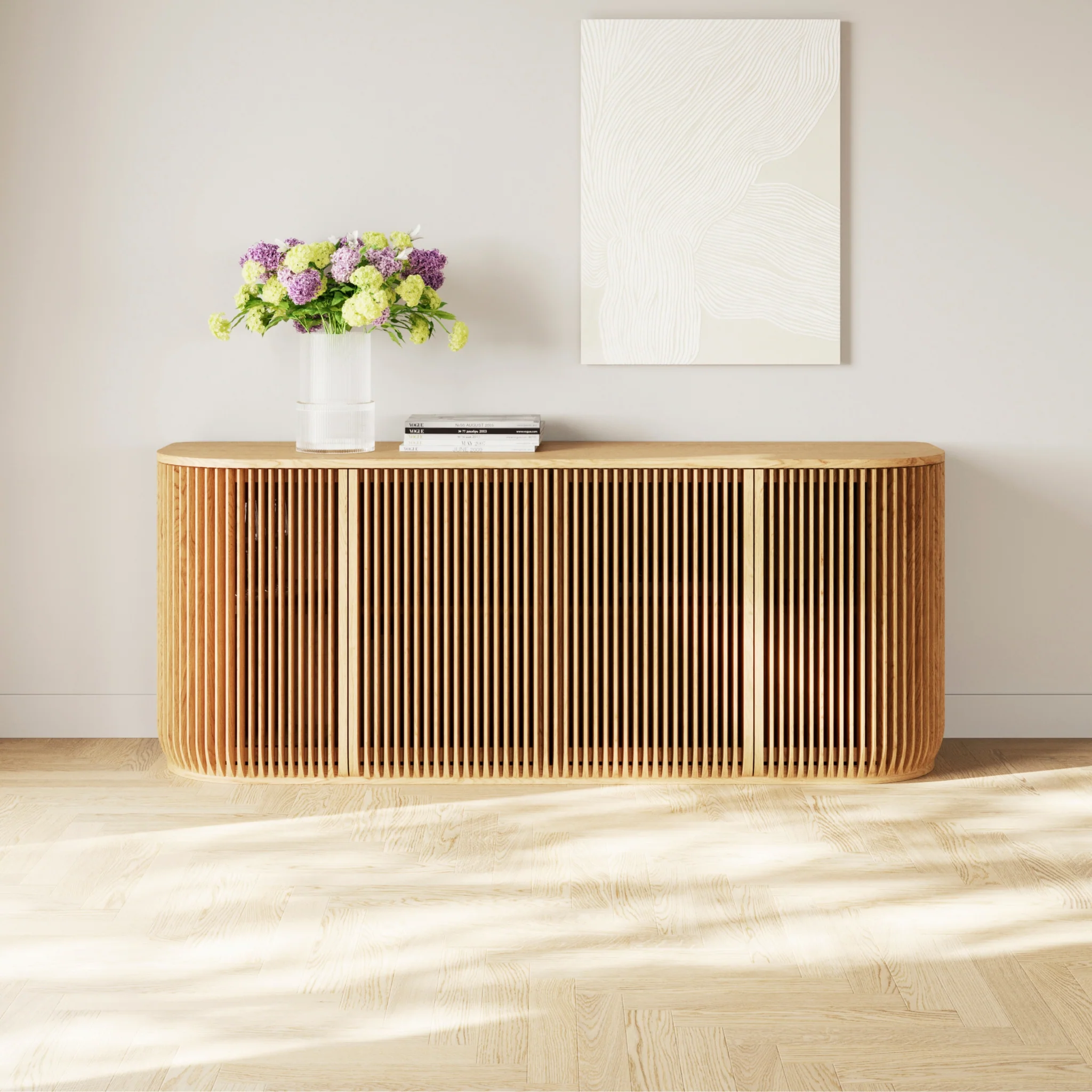 Franz Kommode mit Lamellentüren aus Eiche (Massivholz & Furnier), matt lackiert | Woodek Design