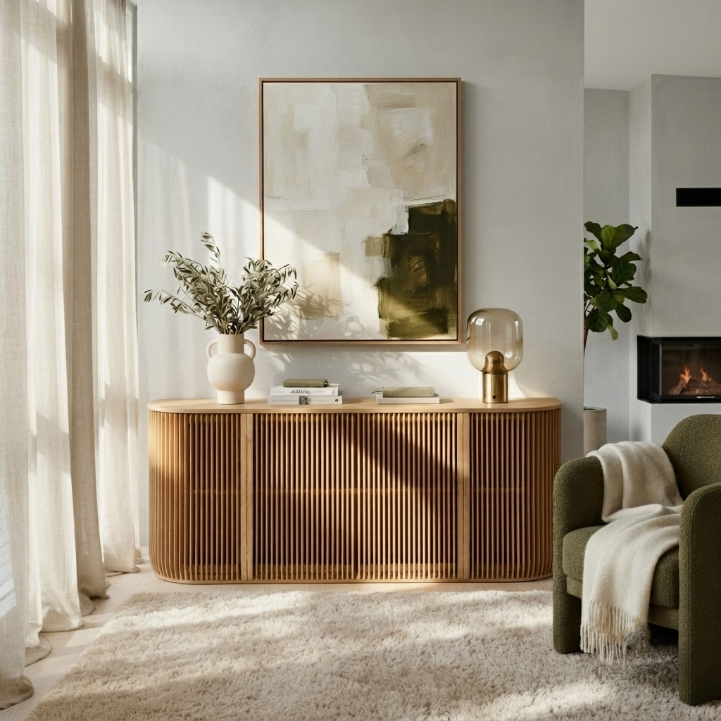 Franz Kommode mit Lamellentüren aus Eiche (Massivholz & Furnier), matt lackiert | Woodek Design