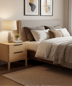 Nachttisch Harry aus massiver Eiche natur, mit 2 Schubladen und Soft-Close Funktion | Woodek Design