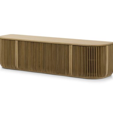 Franz TV-Board mit Lamellentüren aus Eiche (Massivholz & Furnier), matt lackiert | Woodek Design